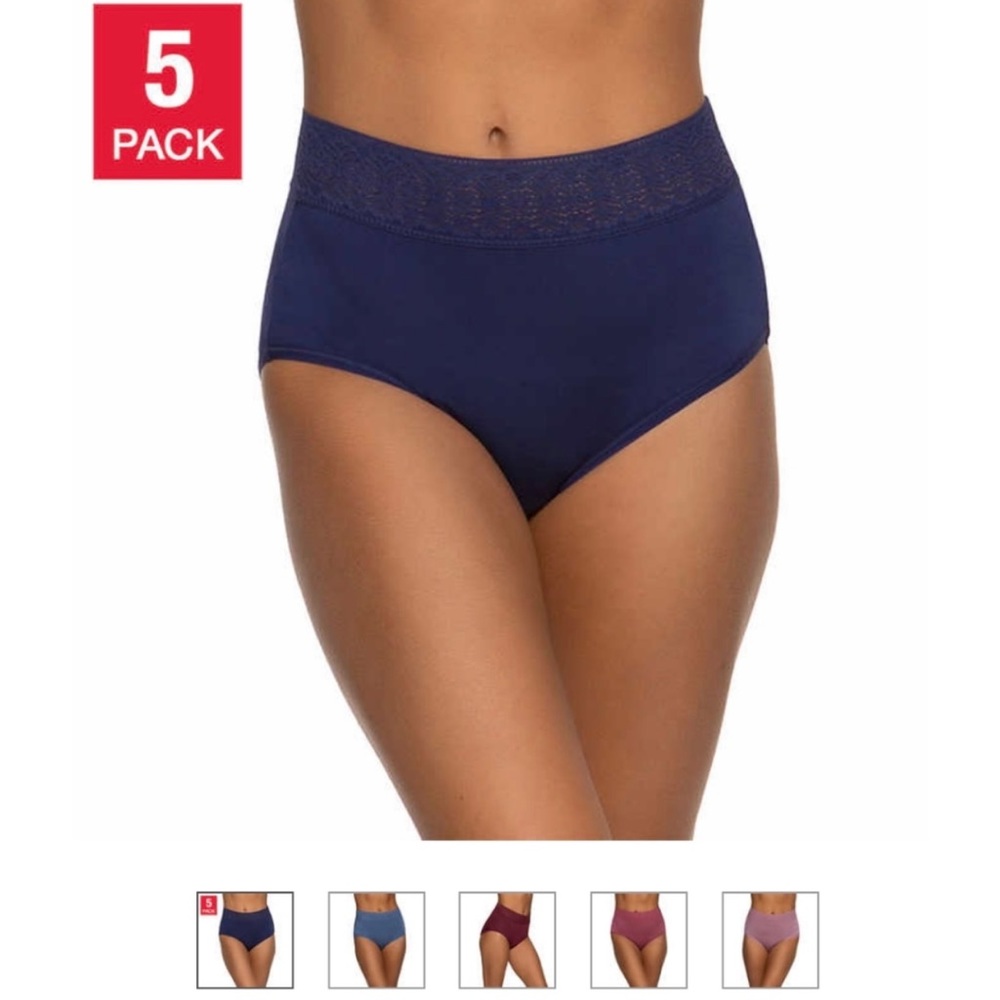 Black Bow Ladies' High Waist Brief, 5-pack